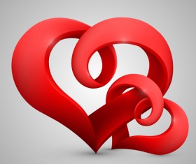 3d heart vector set 02