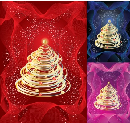 Abstract Gold Christmas Tree vector material