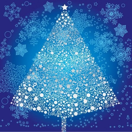 Christmas Tree with Snowflake Art vectors material