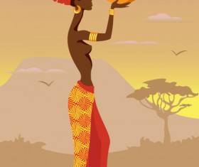 African woman illustrtion vector material 01