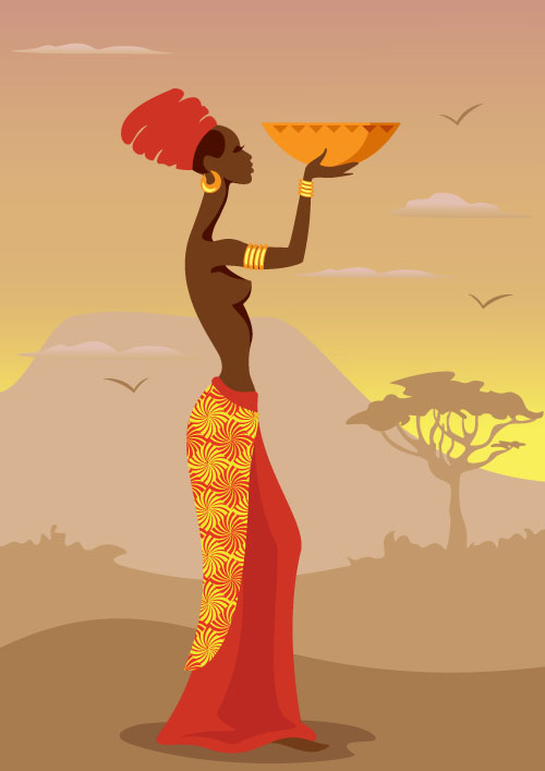 African woman illustrtion vector material 01