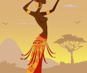 African woman illustrtion vector material 02