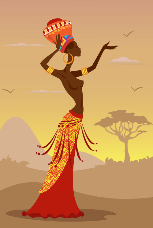 African woman illustrtion vector material 02