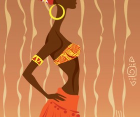 African woman illustrtion vector material 03