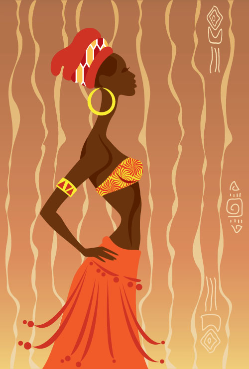 African woman illustrtion vector material 03