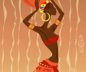 African woman illustrtion vector material 04