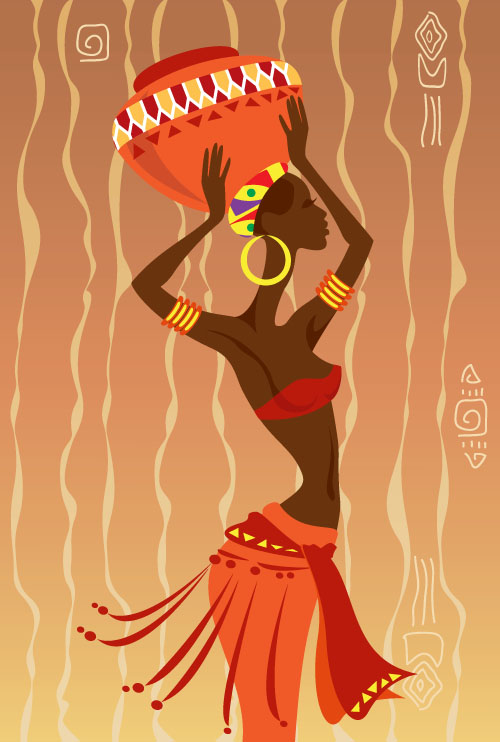African woman illustrtion vector material 04