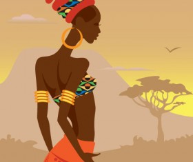 African woman illustrtion vector material 05