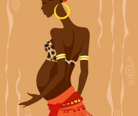 African woman illustrtion vector material 06