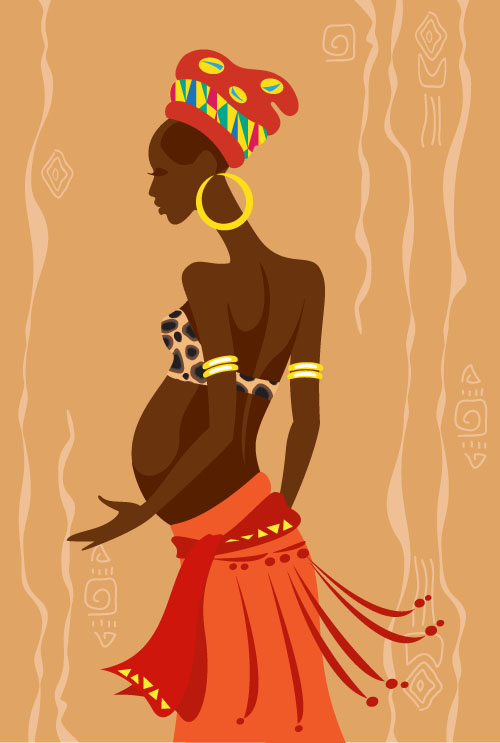 African woman illustrtion vector material 06