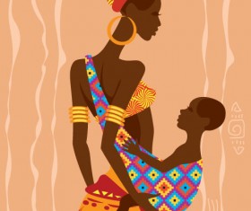 African woman illustrtion vector material 07
