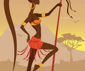 African woman illustrtion vector material 08