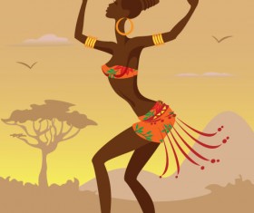 African woman illustrtion vector material 09