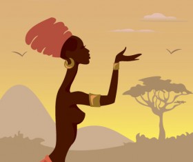 African woman illustrtion vector material 10