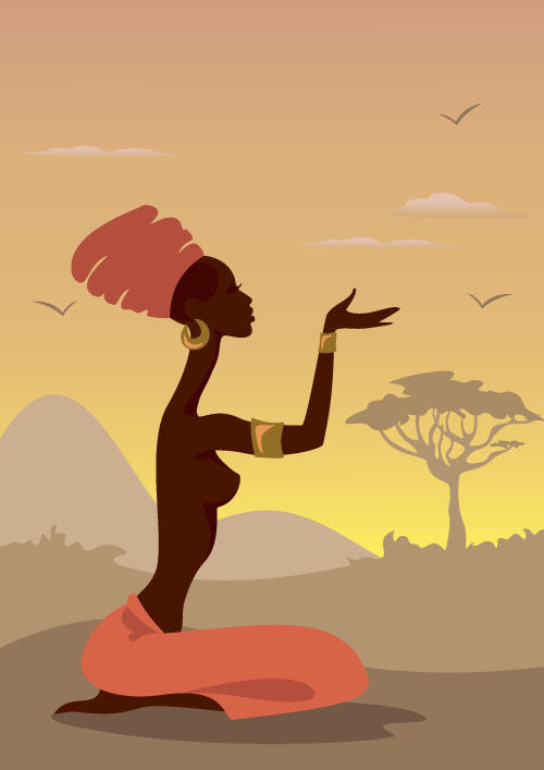 African woman illustrtion vector material 10