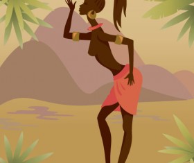 African woman illustrtion vector material 11