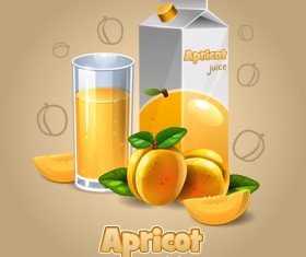 Apricot juice with cup vector