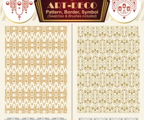 Art-deco symbol with pattern and borders vector 01