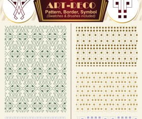 Art-deco symbol with pattern and borders vector 02