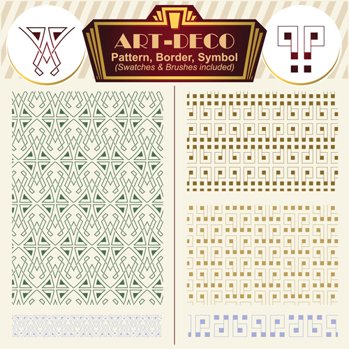 Art-deco symbol with pattern and borders vector 02