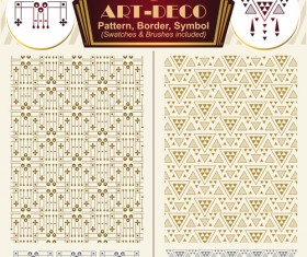 Art-deco symbol with pattern and borders vector 03