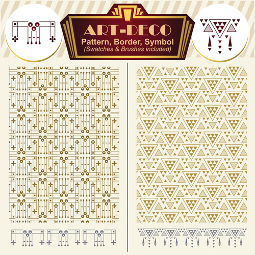 Art-deco symbol with pattern and borders vector 03