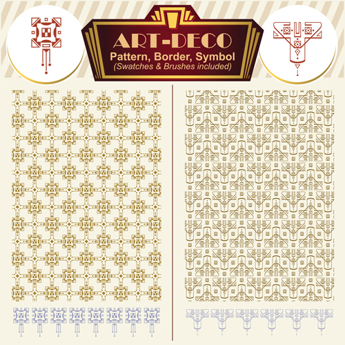 Art-deco symbol with pattern and borders vector 05