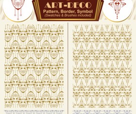 Art-deco symbol with pattern and borders vector 07