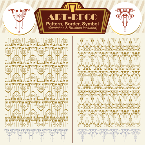 Art-deco symbol with pattern and borders vector 07