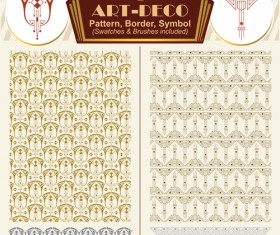 Art-deco symbol with pattern and borders vector 08