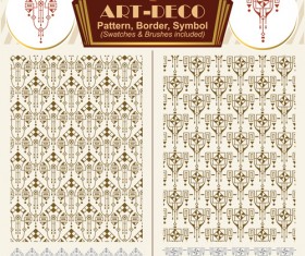 Art-deco symbol with pattern and borders vector 09