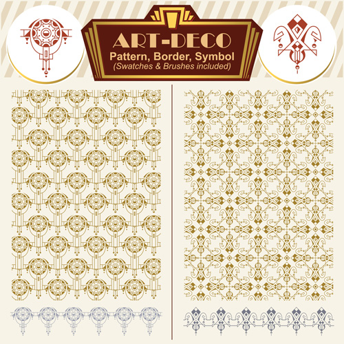 Art-deco symbol with pattern and borders vector 10