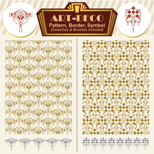 Art-deco symbol with pattern and borders vector 11