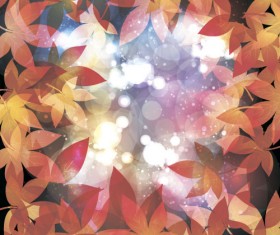 Autumn leaves with blurs vector background 01