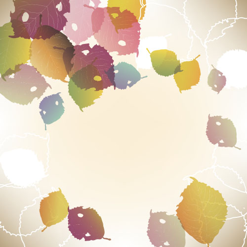 Autumn leaves with blurs vector background 04