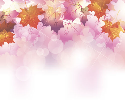 Autumn leaves with blurs vector background 05