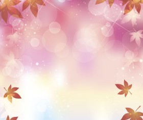 Autumn leaves with blurs vector background 07