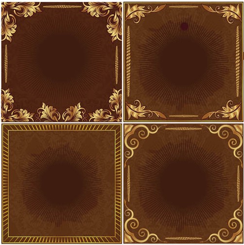 Brown ornate backgrounds vector set