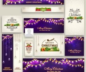 Banner with cards christmas kit vector 02