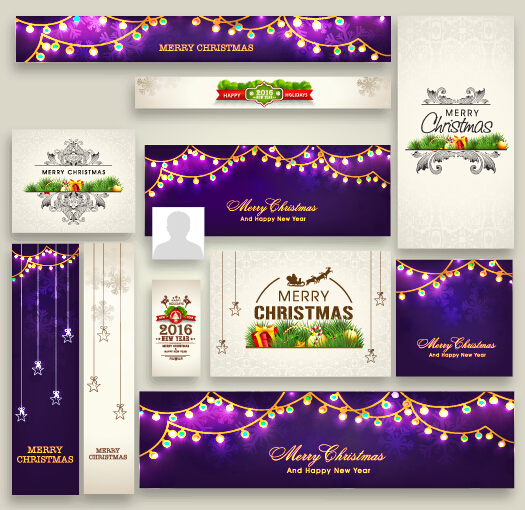 Banner with cards christmas kit vector 02