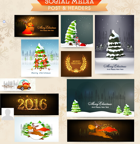 Banner with cards christmas kit vector 03