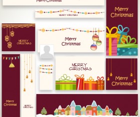 Banner with cards christmas kit vector 04