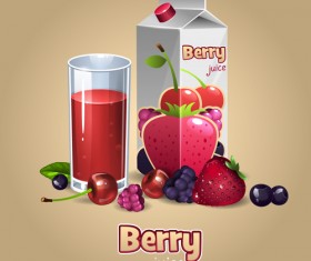 Berry juice with cup vector