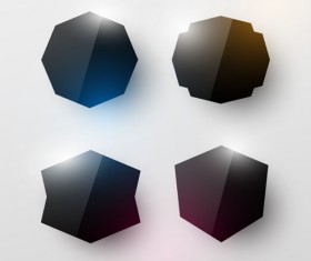 Blank black glass labels vector 04