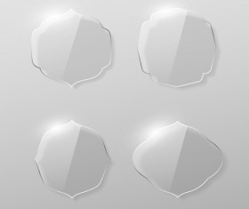 Blank labels transparent glass vector 01