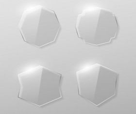 Blank labels transparent glass vector 02