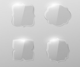 Blank labels transparent glass vector 03