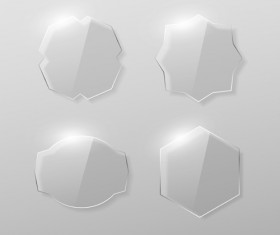 Blank labels transparent glass vector 04