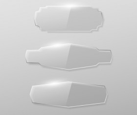 Blank labels transparent glass vector 05