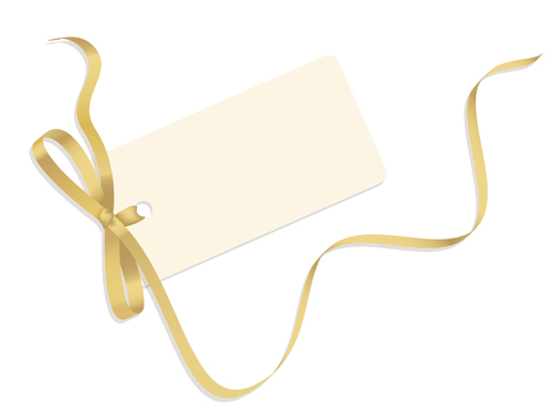Blank tags with colored ribbon vector 01